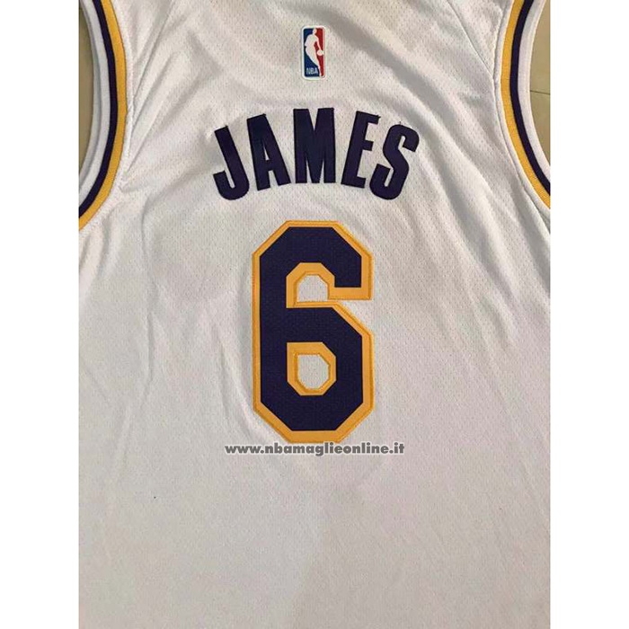 Maglia Los Angeles Lakers LeBron James #6 Association 2021-22 Bianco